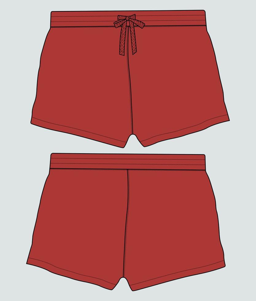 Sweat jersey Shorts pant vector fashion flat sketch template.