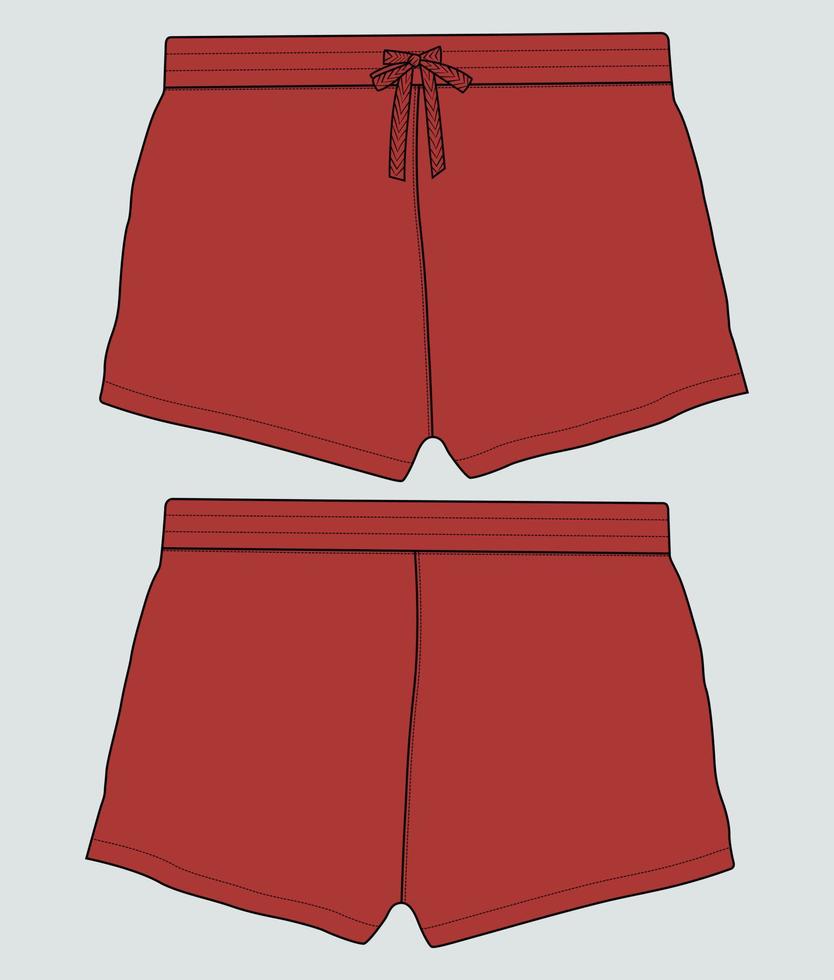 pantalones cortos de jersey de sudor plantilla de boceto plano de moda vectorial. vector