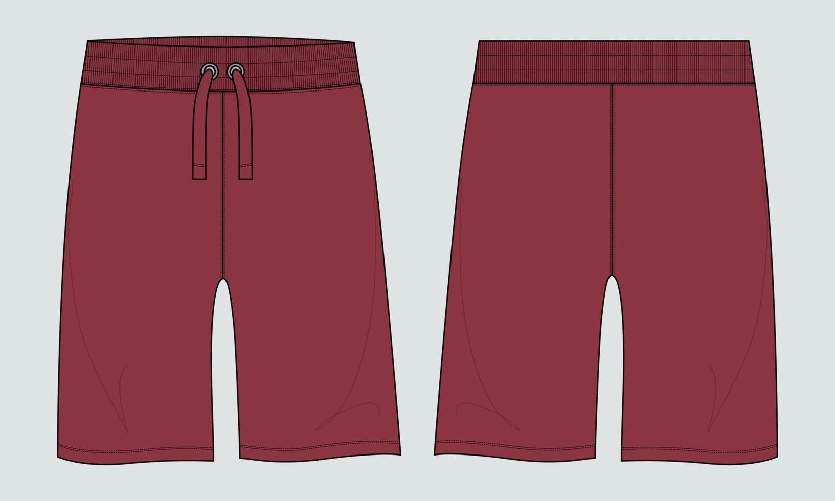 Sweat jersey Shorts pant vector fashion flat sketch template.