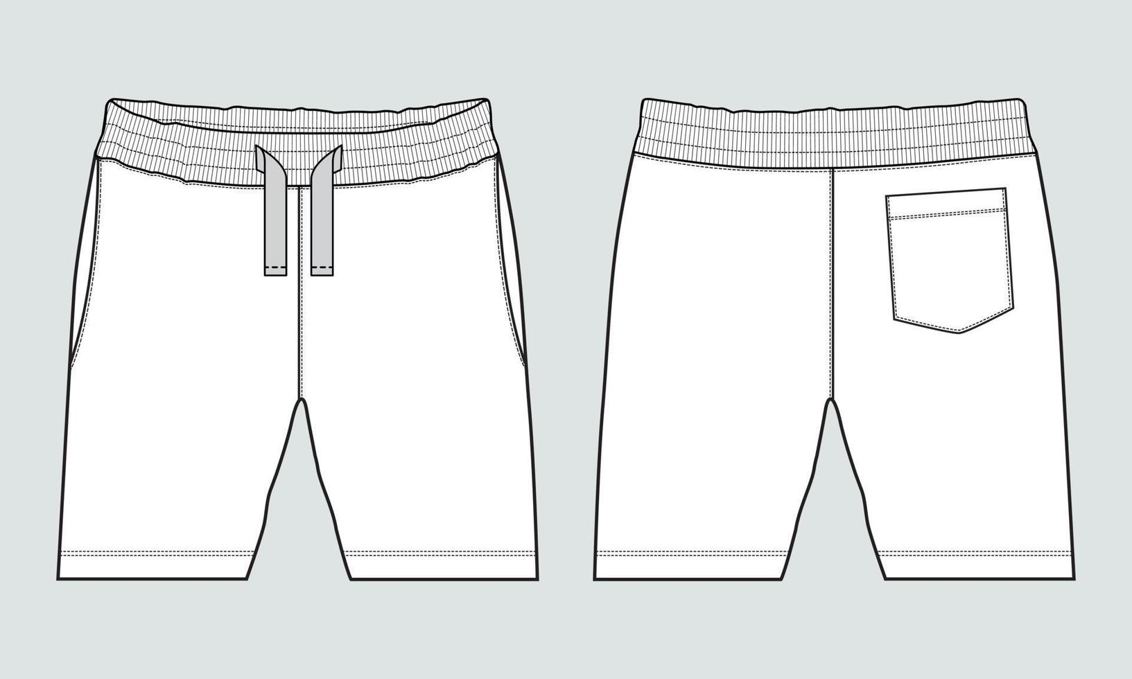 Sweat jersey Shorts pant vector fashion flat sketch template.