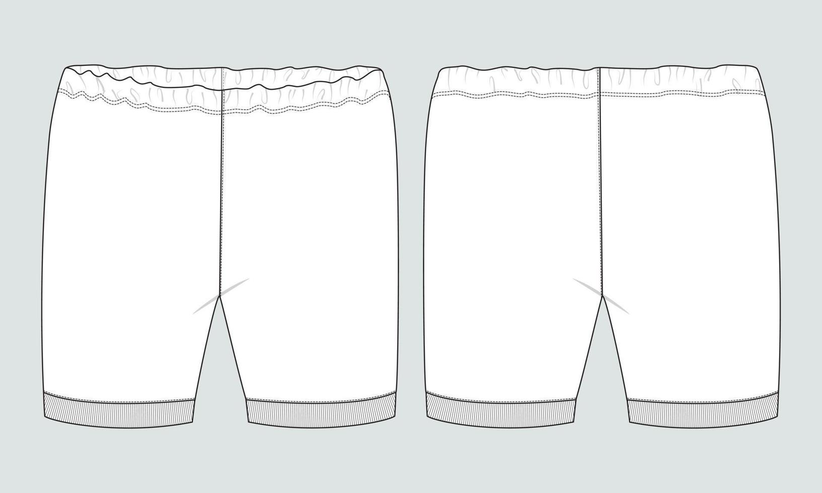 Sweat jersey Shorts pant vector fashion flat sketch template.