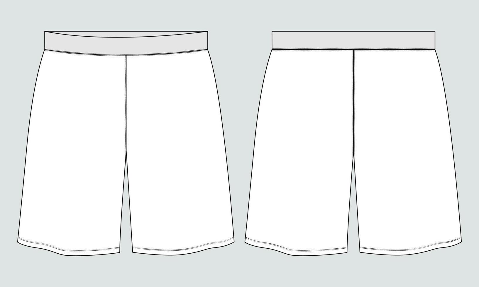 pantalones cortos de jersey de sudor plantilla de boceto plano de moda vectorial. vector