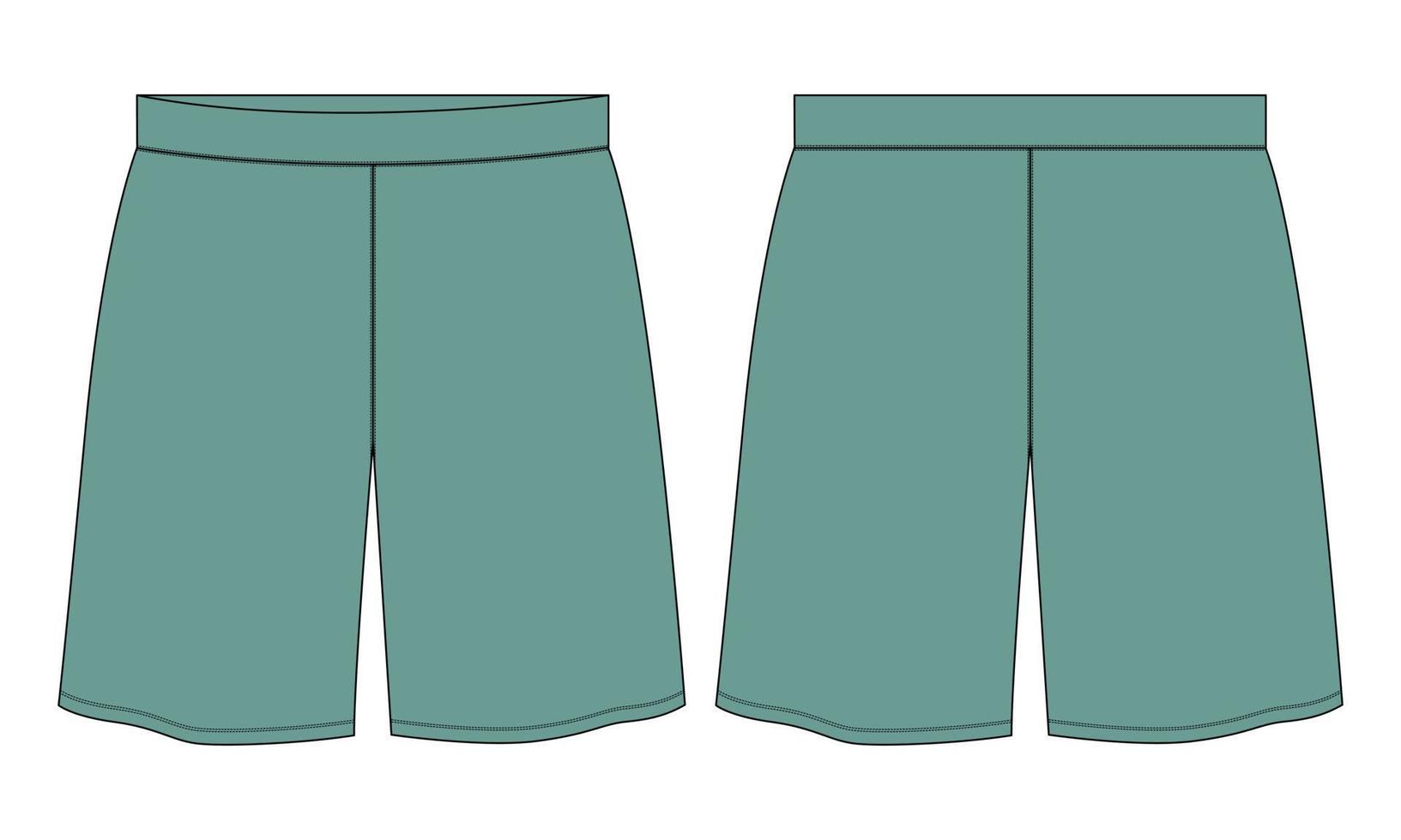 pantalones cortos de jersey de sudor plantilla de boceto plano de moda vectorial. vector