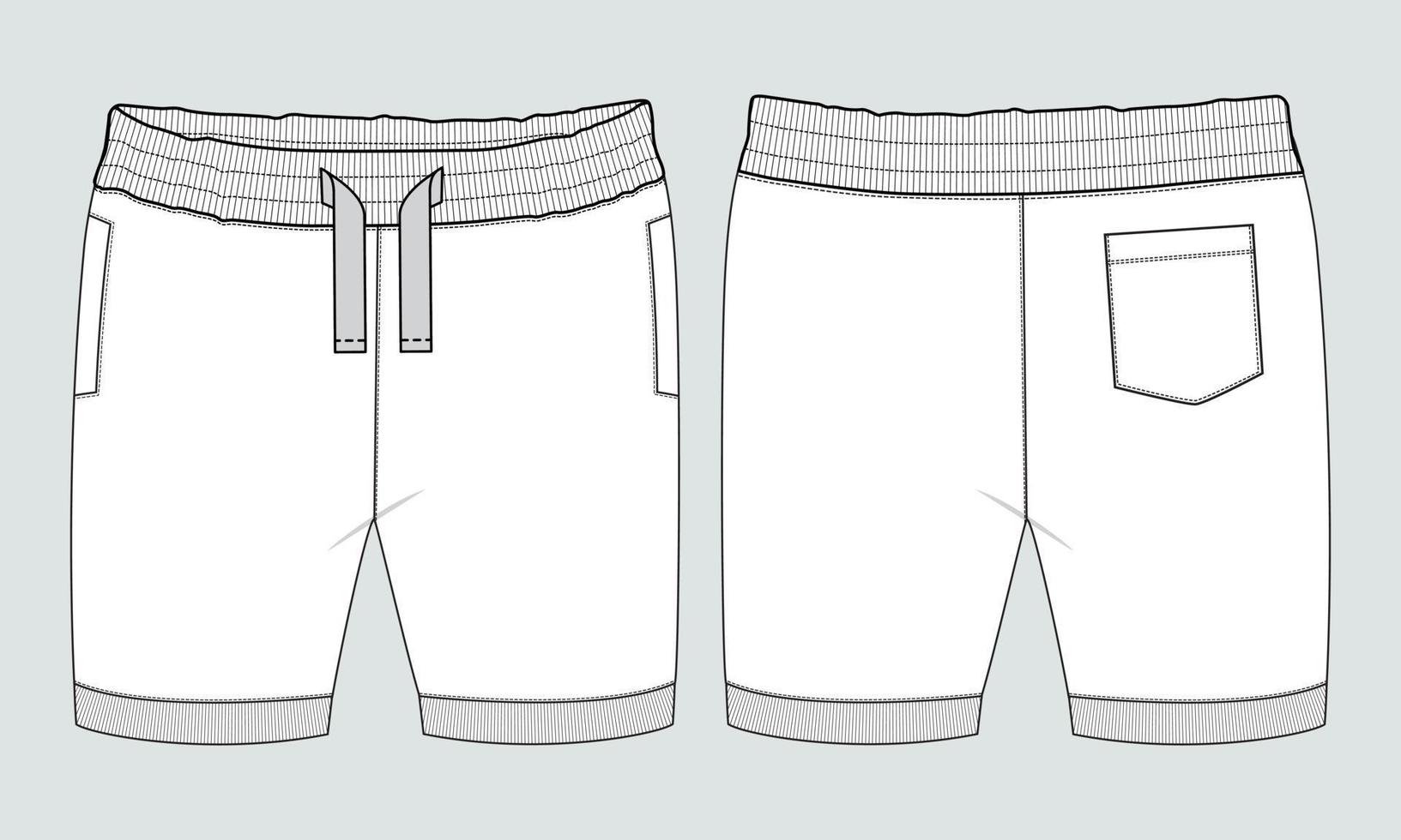Boys Sweat Shorts pant technical drawing fashion Flat Sketch vector ...