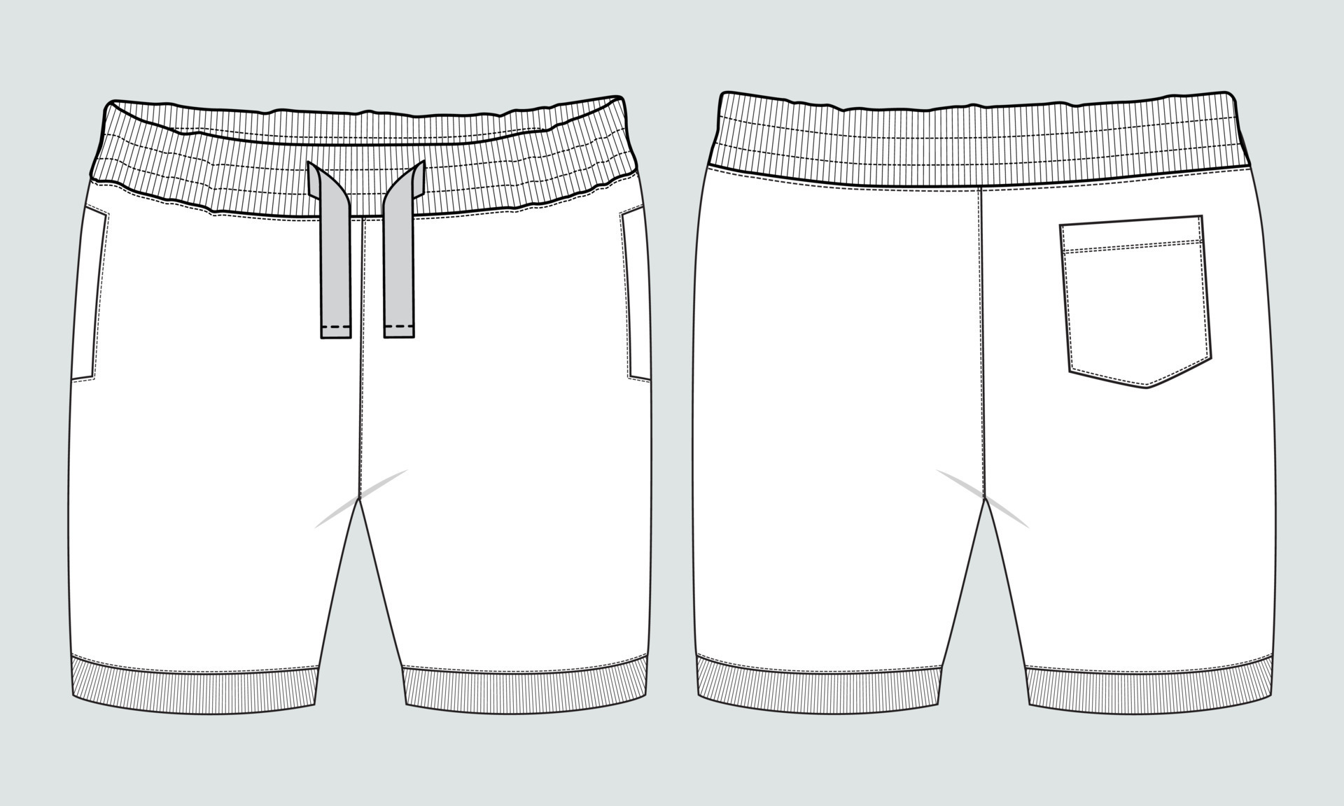 Boys Sweat Shorts pant technical drawing fashion Flat Sketch vector