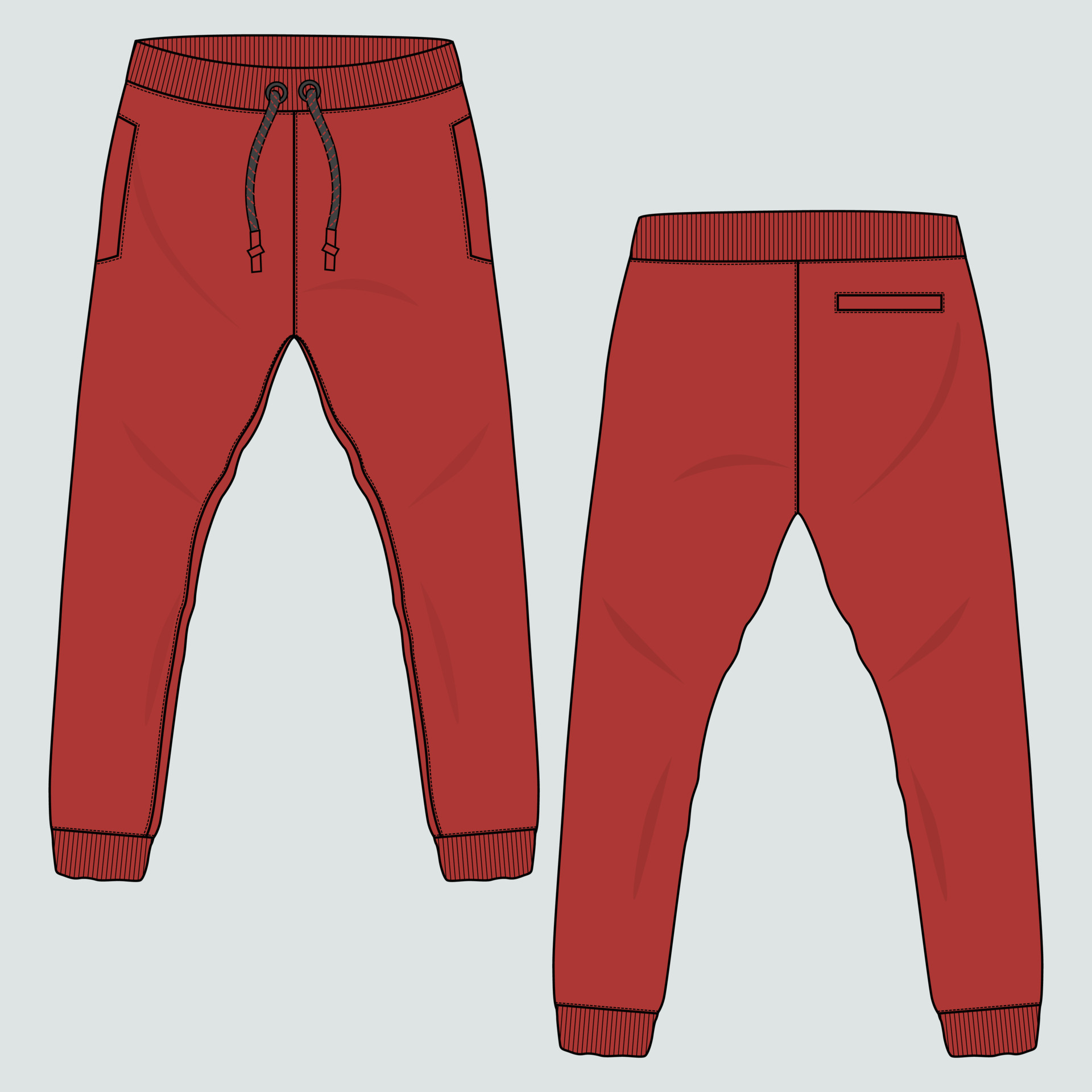 Fleece cotton fabric Jogger Sweatpants technical fashion flat sketch