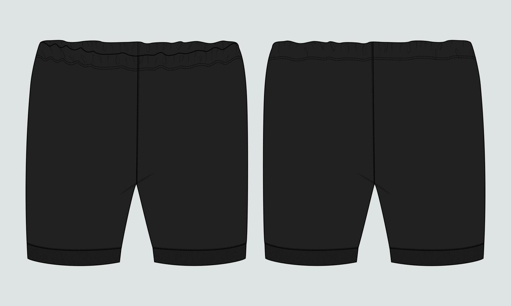 Boys Sweat Shorts pant technical drawing fashion Flat Sketch vector illustration template front and back views.