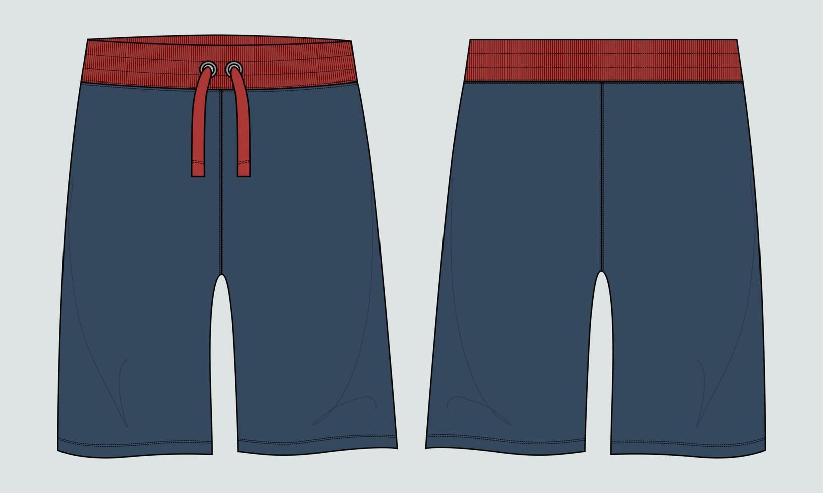 Sweat jersey Shorts pant vector fashion flat sketch template.