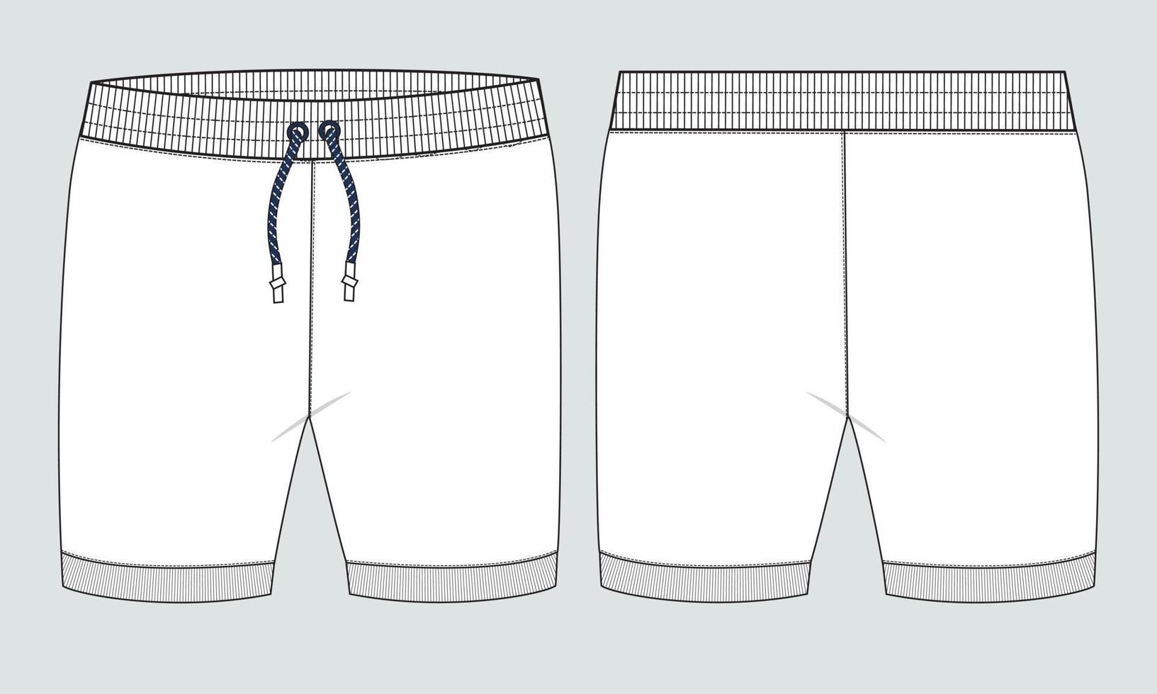 Sweat jersey Shorts pant vector fashion flat sketch template.