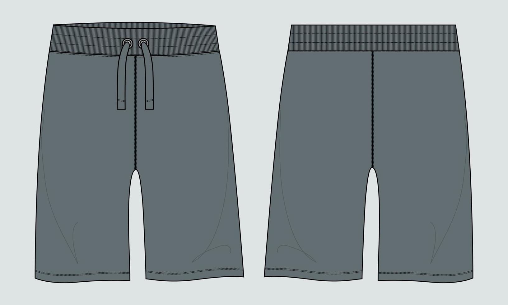 Sweat jersey Shorts pant vector fashion flat sketch template.