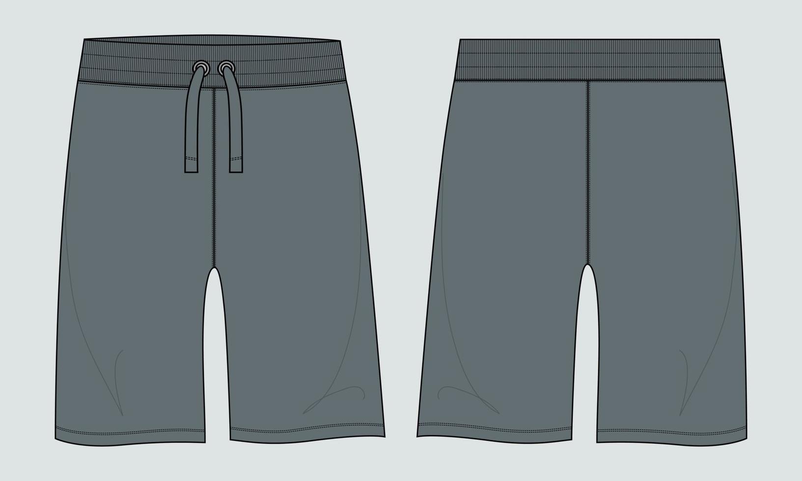 pantalones cortos de jersey de sudor plantilla de boceto plano de moda vectorial. vector