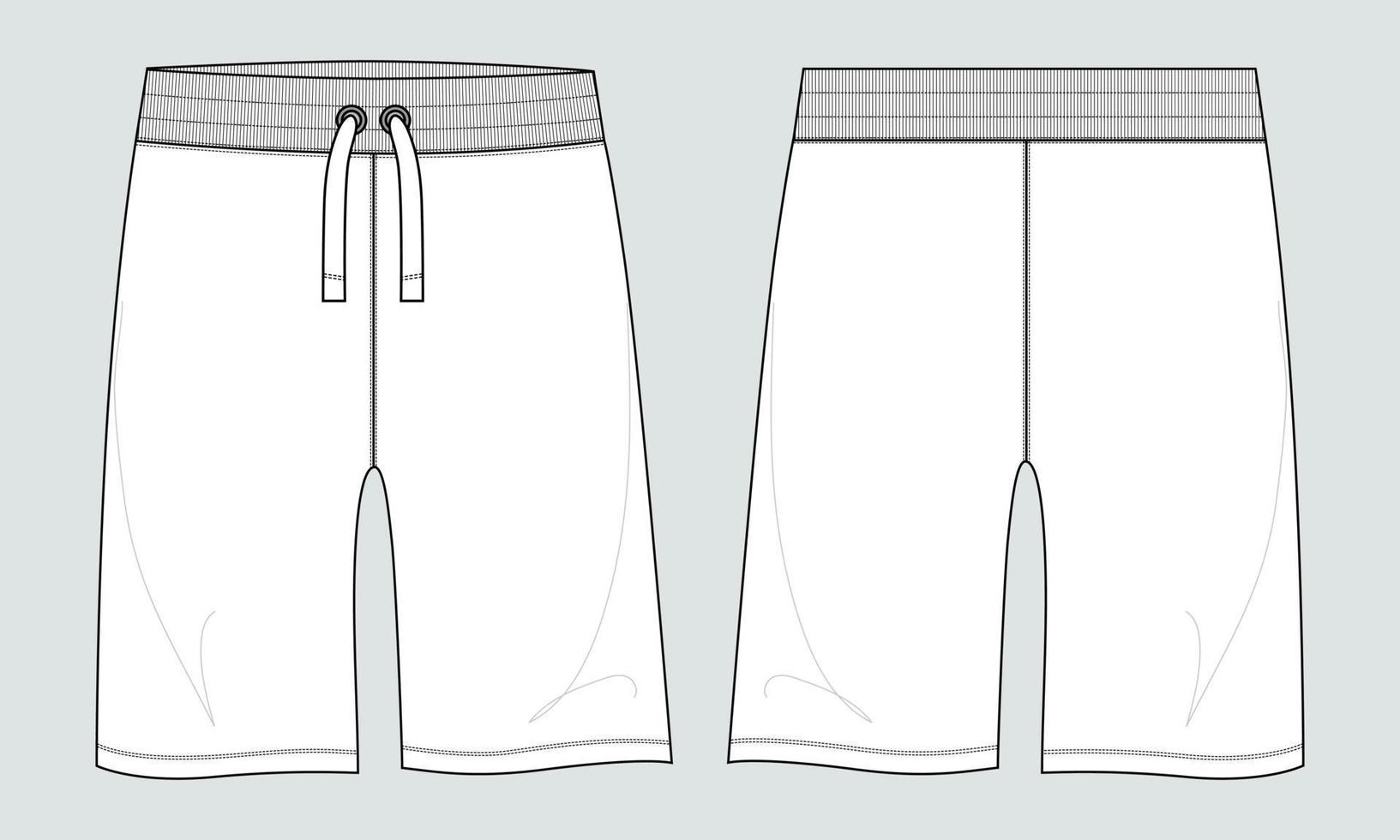 Sweat jersey Shorts pant vector fashion flat sketch template.