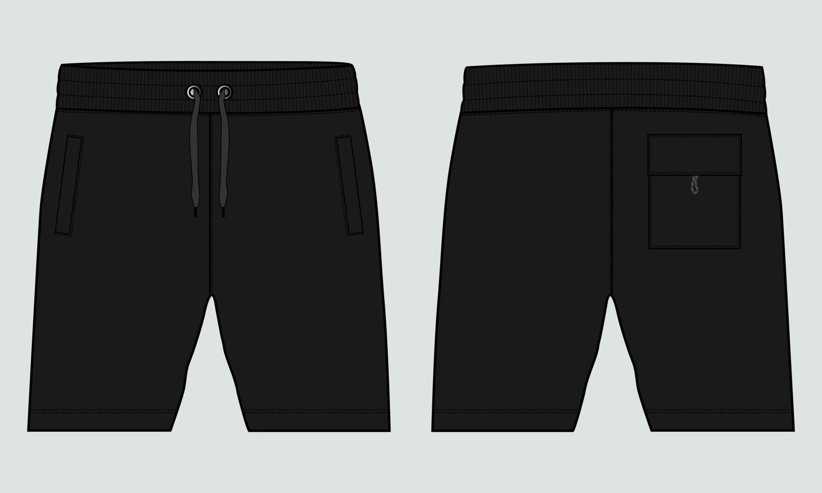 Sweat jersey Shorts pant vector fashion flat sketch template.