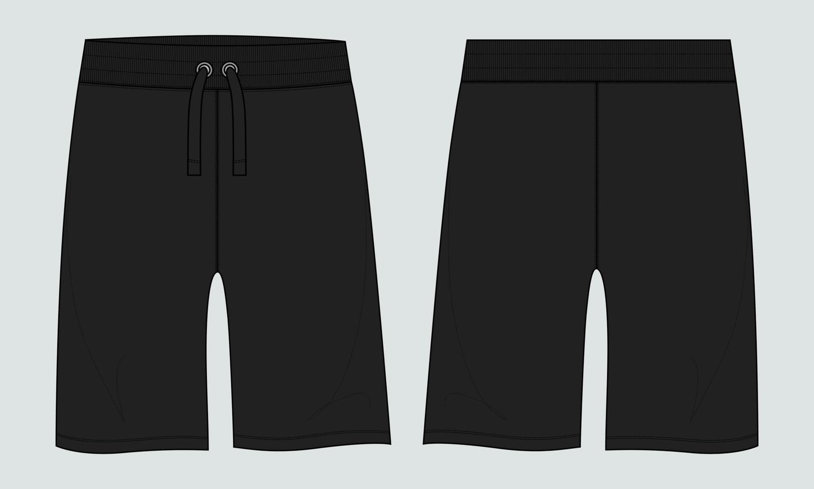 Boys Sweat Shorts pant technical drawing fashion Flat Sketch vector illustration template front and back views.