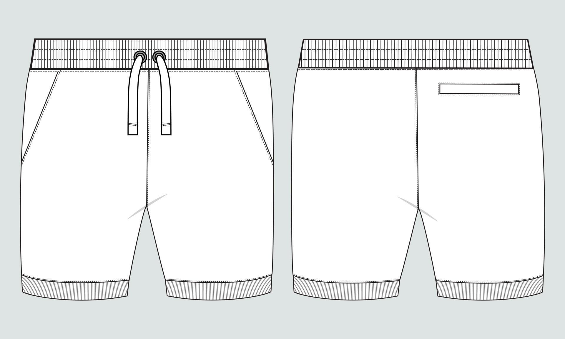Boys Sweat Shorts pant technical drawing fashion Flat Sketch vector ...