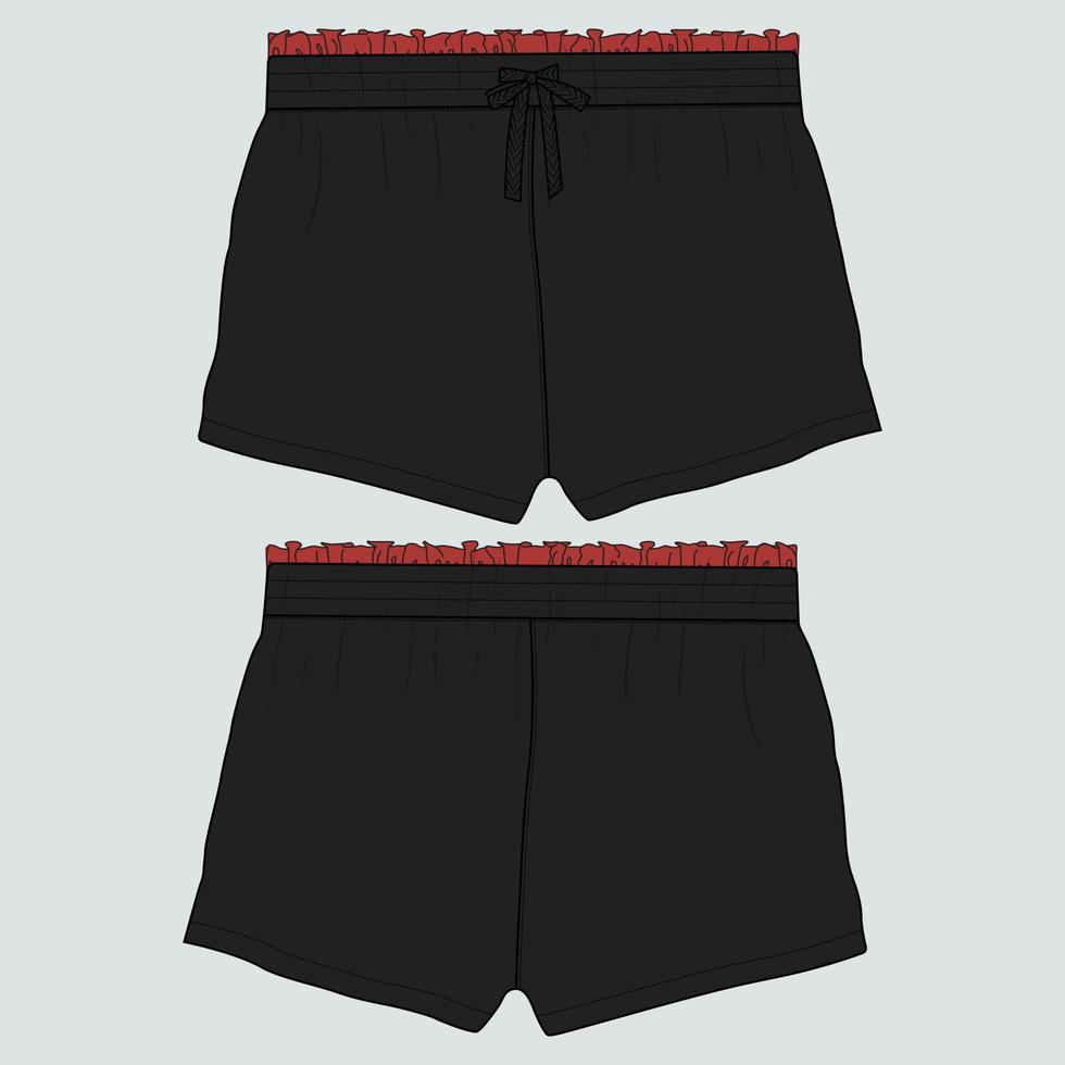 Sweat jersey Shorts pant vector fashion flat sketch template.