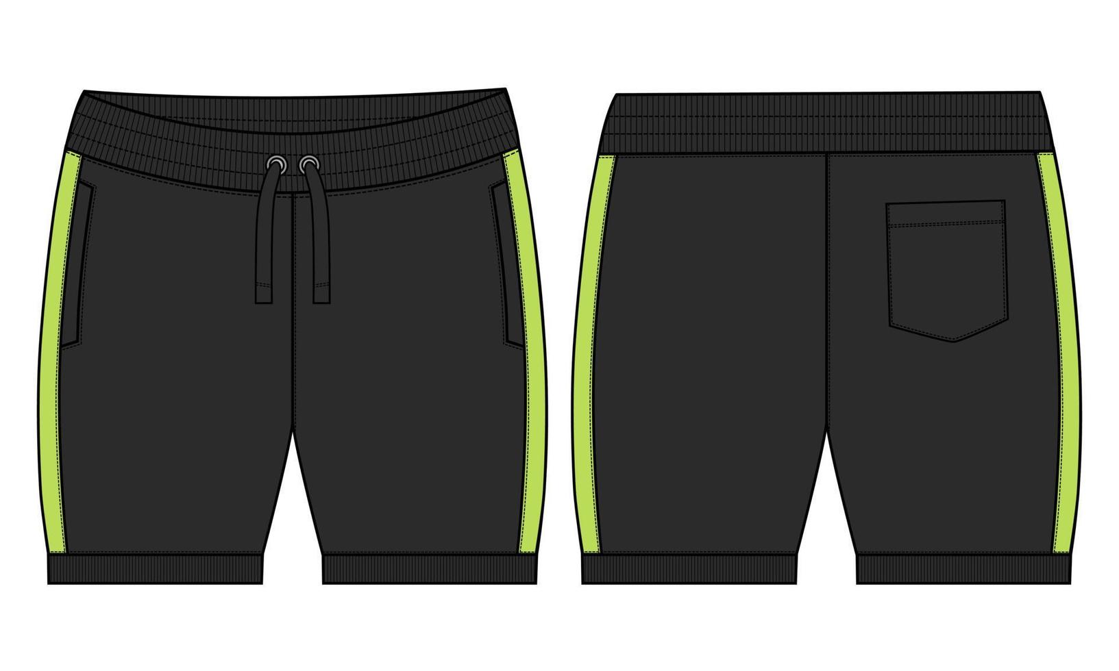 Sweat jersey Shorts pant vector fashion flat sketch template.