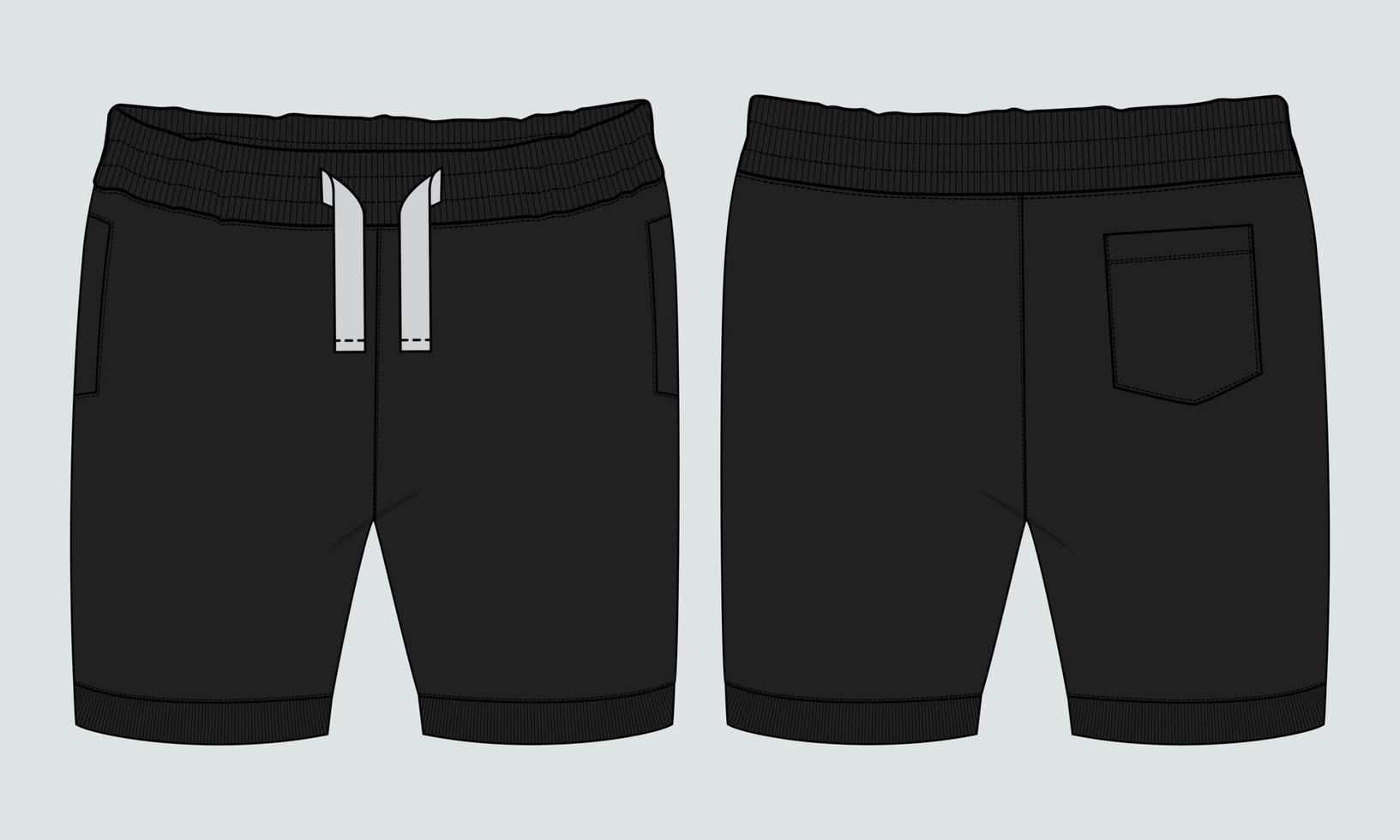 Boys Sweat Shorts pant technical drawing fashion Flat Sketch vector illustration template front and back views.