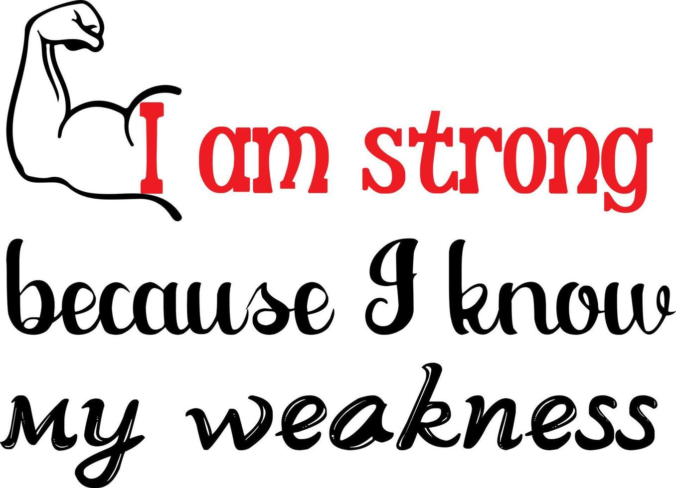 Red Hand I Am Strong Phrase Svg Art Word Vector