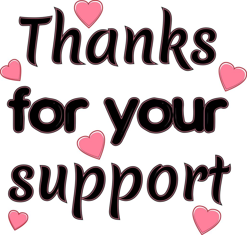 Heart Simple Thank You For Your Support Phrase Vector Art