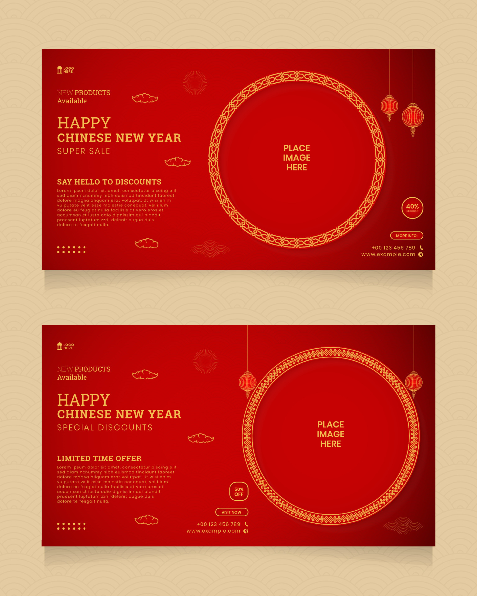 Happy Chinese New Year Sale Banner Social Media Post Template With happy-chinese-new-year-sale-banner-social-media-post-template-with