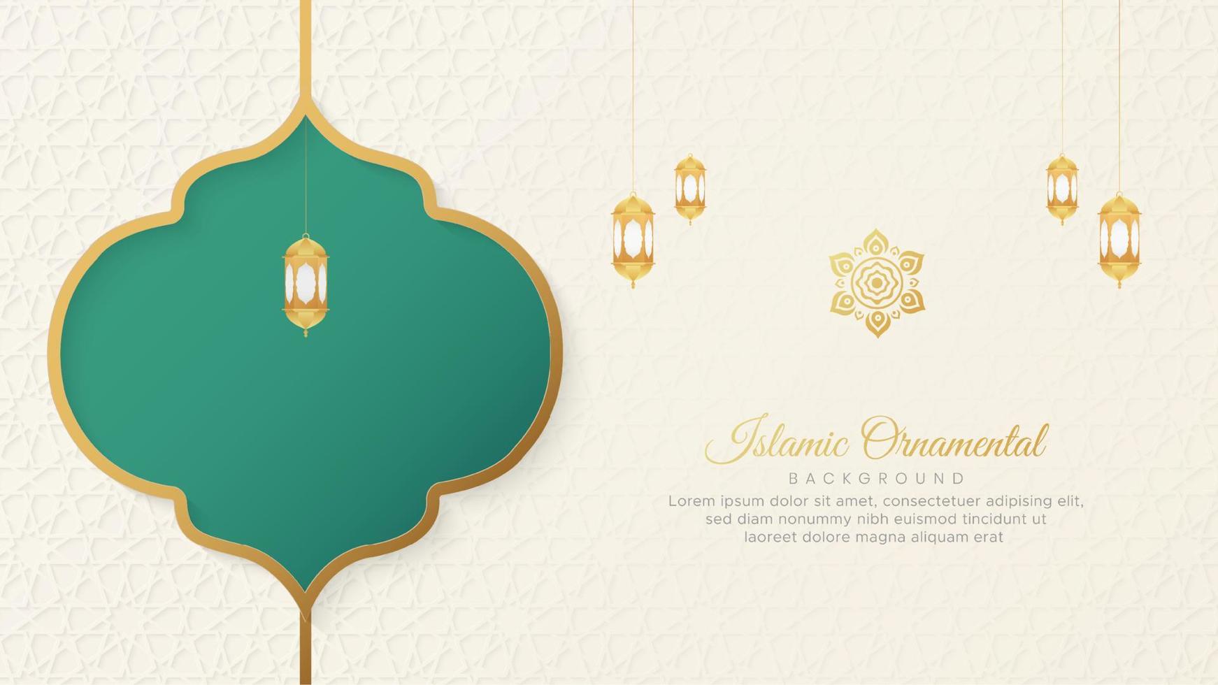 Islamic Arabic Green and White Luxury Background with Geometric pattern and Beautiful Ornament vector