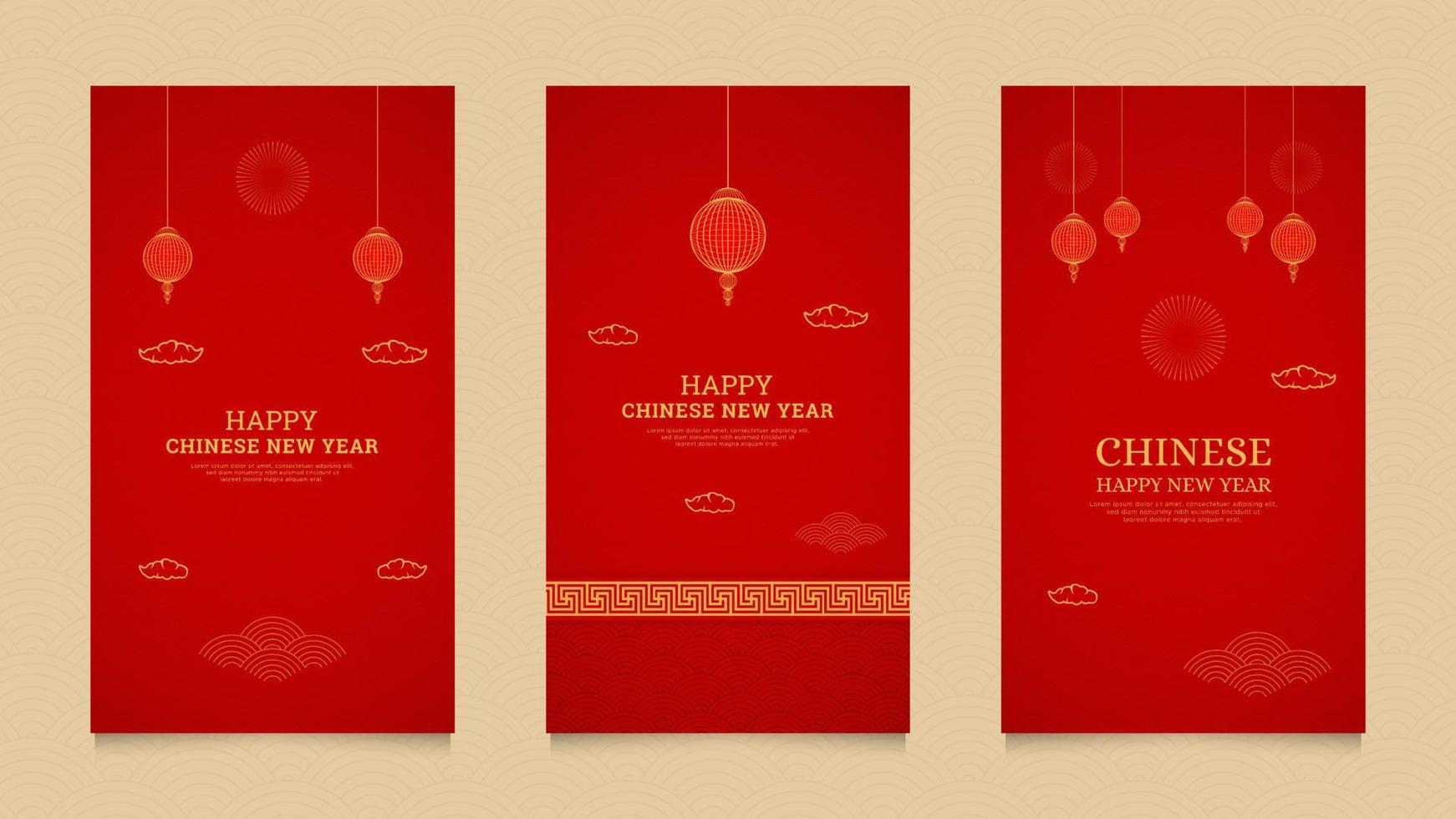Happy Chinese New Year Realistic Social Media Stories Design Collection Template For Instagram vector