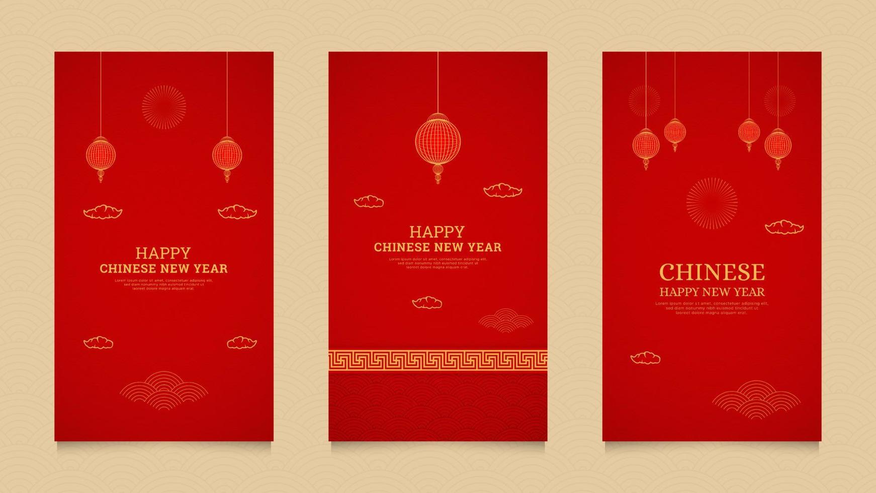 Happy Chinese New Year Realistic Social Media Stories Design Collection Template For Instagram vector