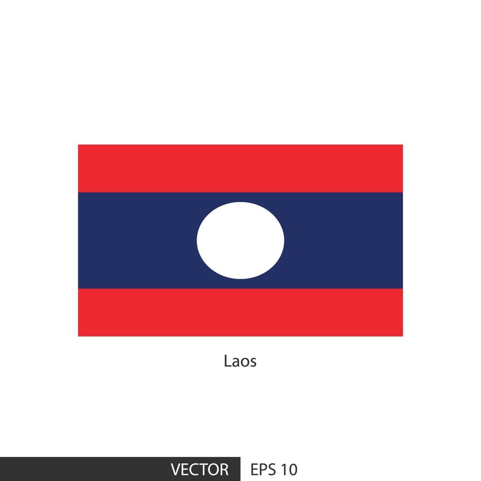 Laos square flag on white background and specify is vector eps10.