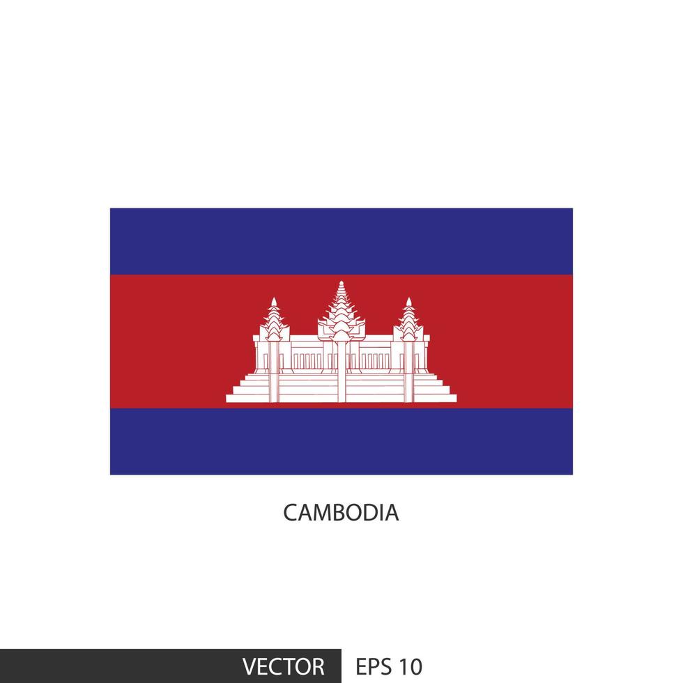 Cambodia square flag on white background and specify is vector eps10.