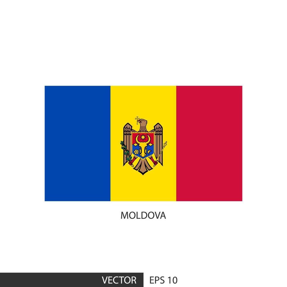 Moldova square flag on white background and specify is vector eps10.