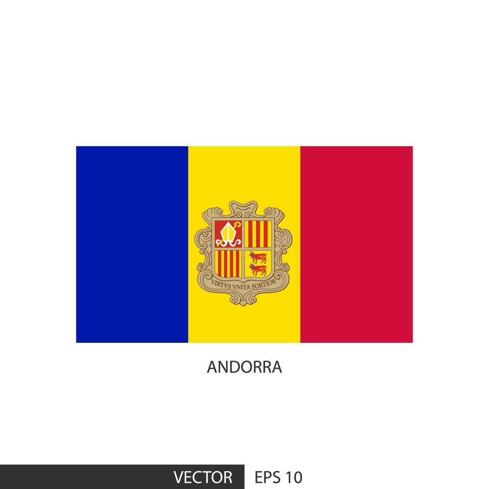 Andorra square flag on white background and specify is vector eps10.