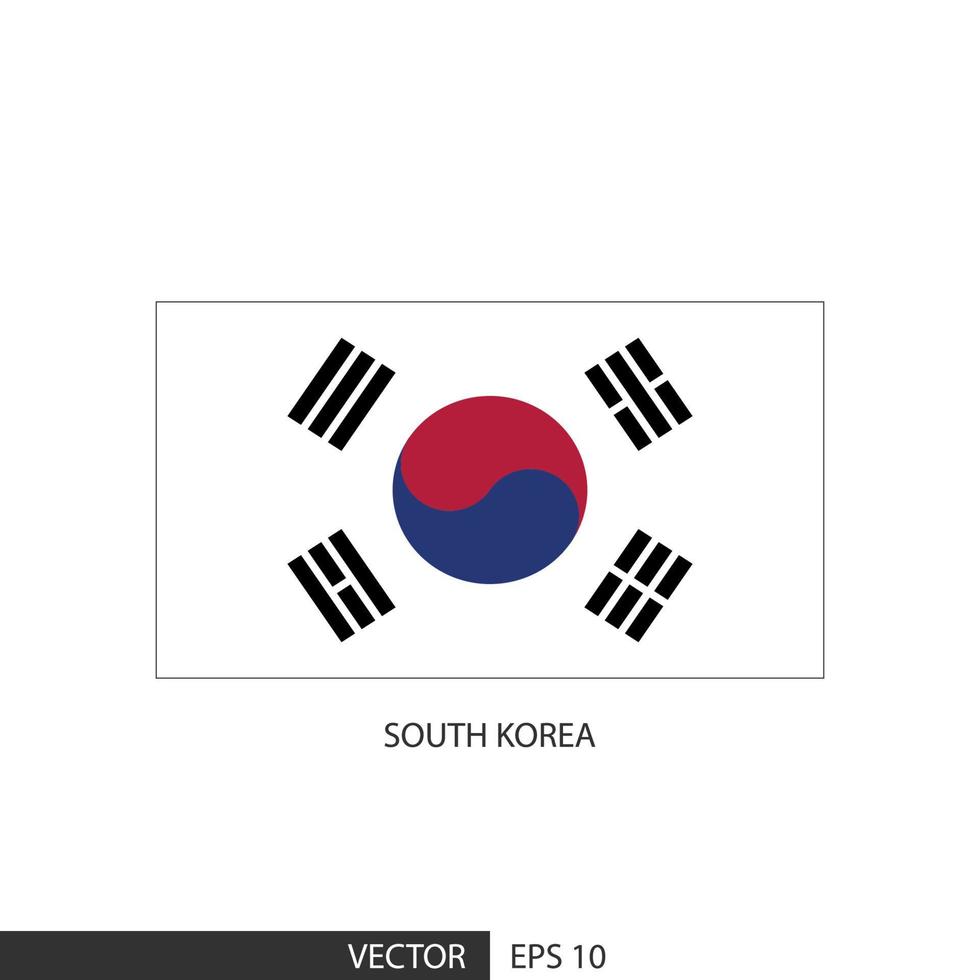 South Korea square flag on white background and specify is vector eps10.