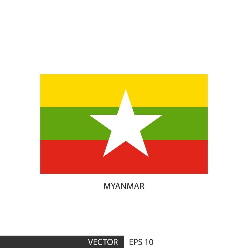 Myanmar square flag on white background and specify is vector eps10.