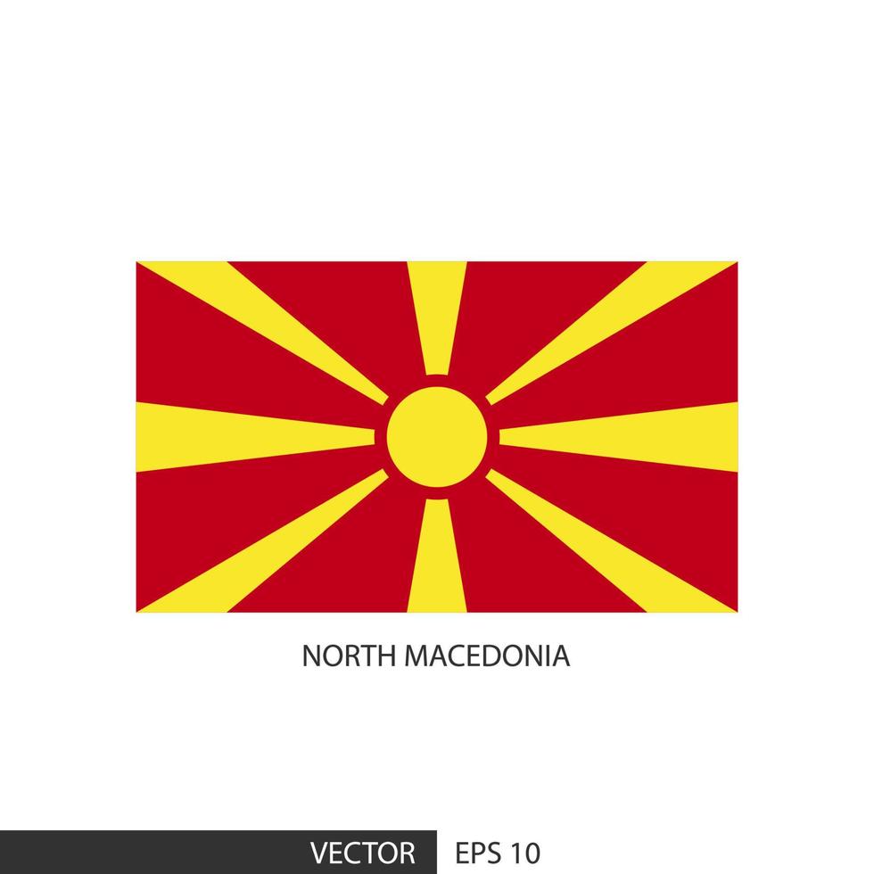 North Macedonia square flag on white background and specify is vector eps10.