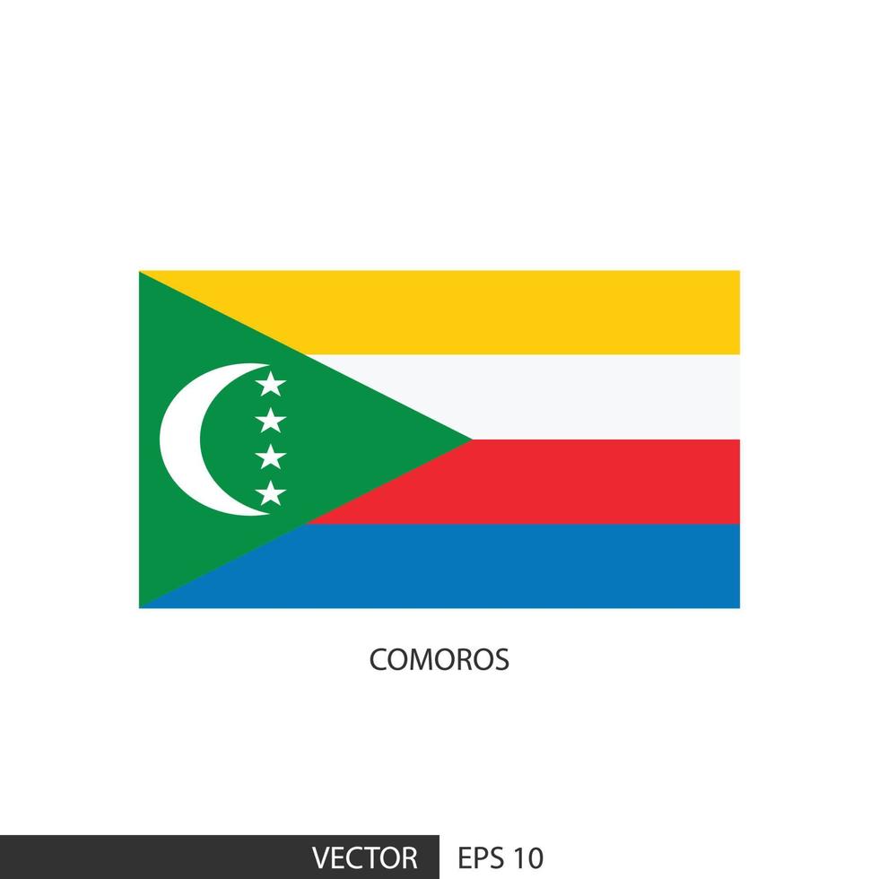 Comoros square flag on white background and specify is vector eps10.