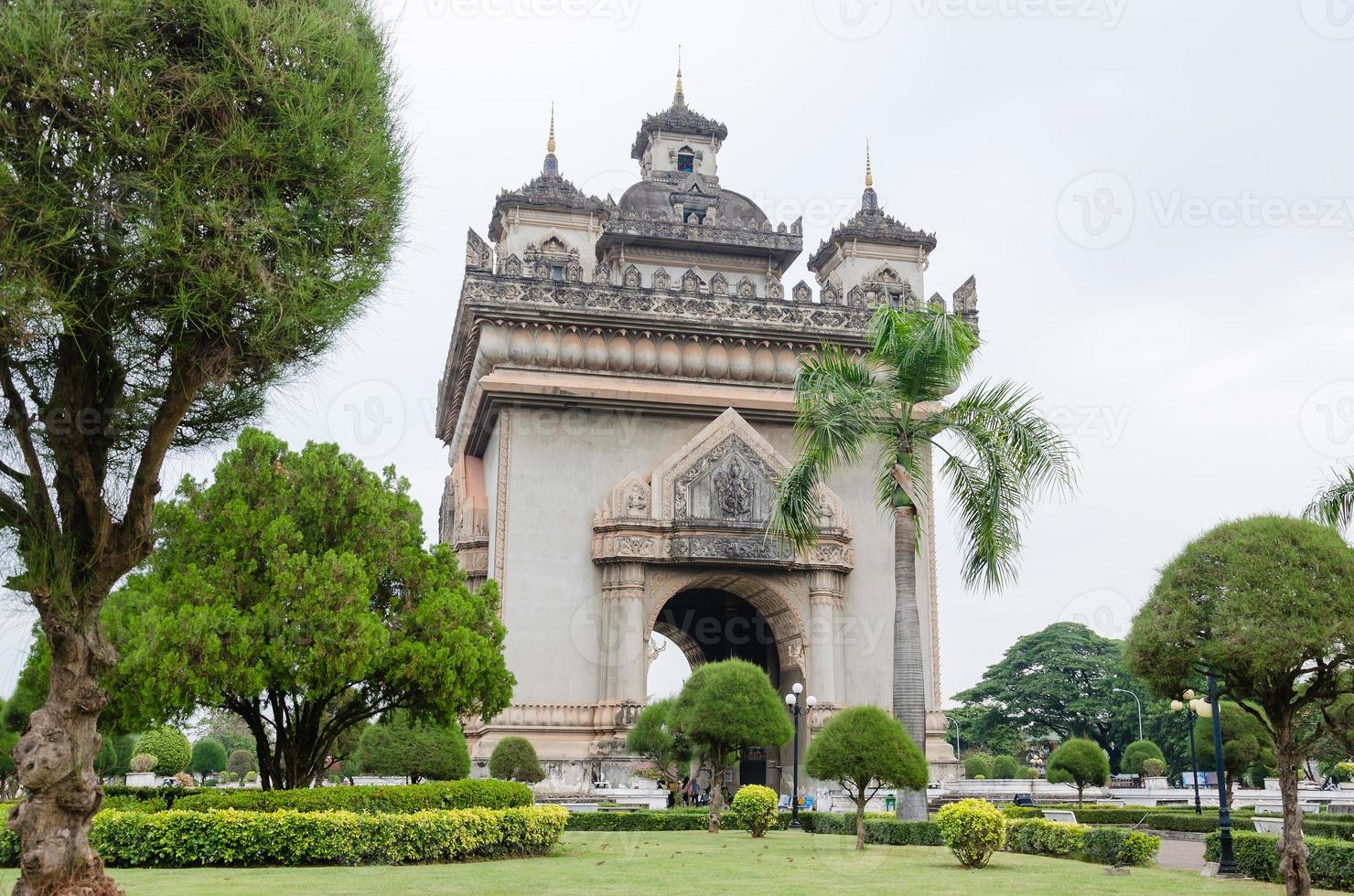 Patuxai Victory Monument or Victory Gate Landmark of Vientiane City of Laos photo