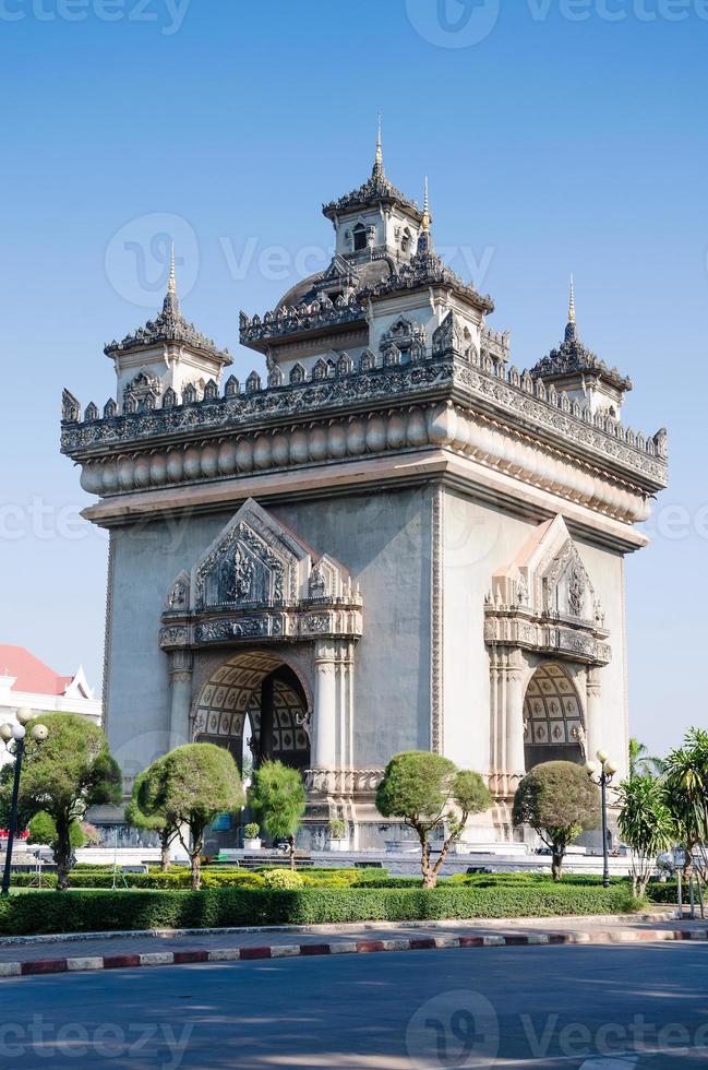 Patuxai Victory Monument or Victory Gate Landmark of Vientiane City of Laos photo