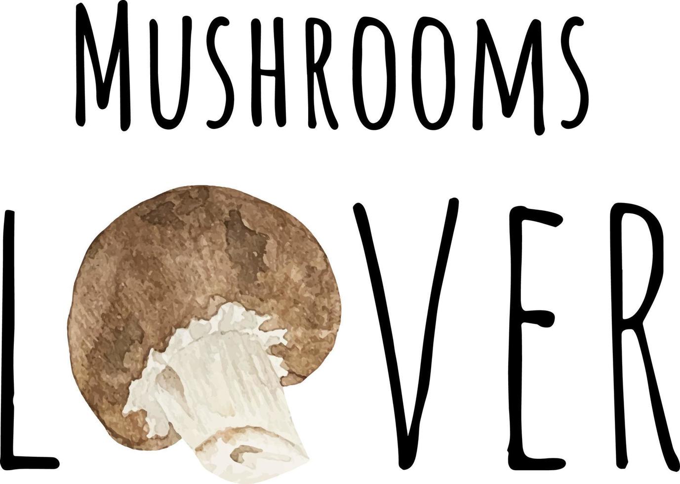Watercolor illustration of brown mushrooms champignons. Fresh raw vegetables. Mushrooms lover illustration vector