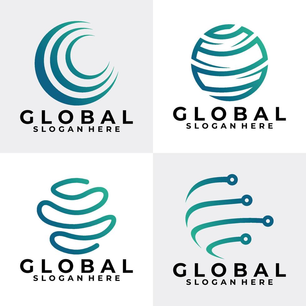 globe set logo icon vector