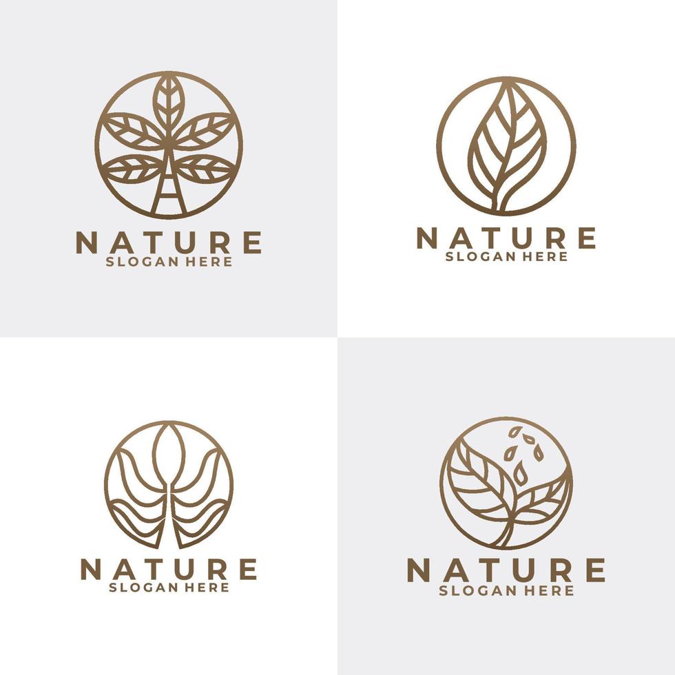 tropical plant set logo icon vector