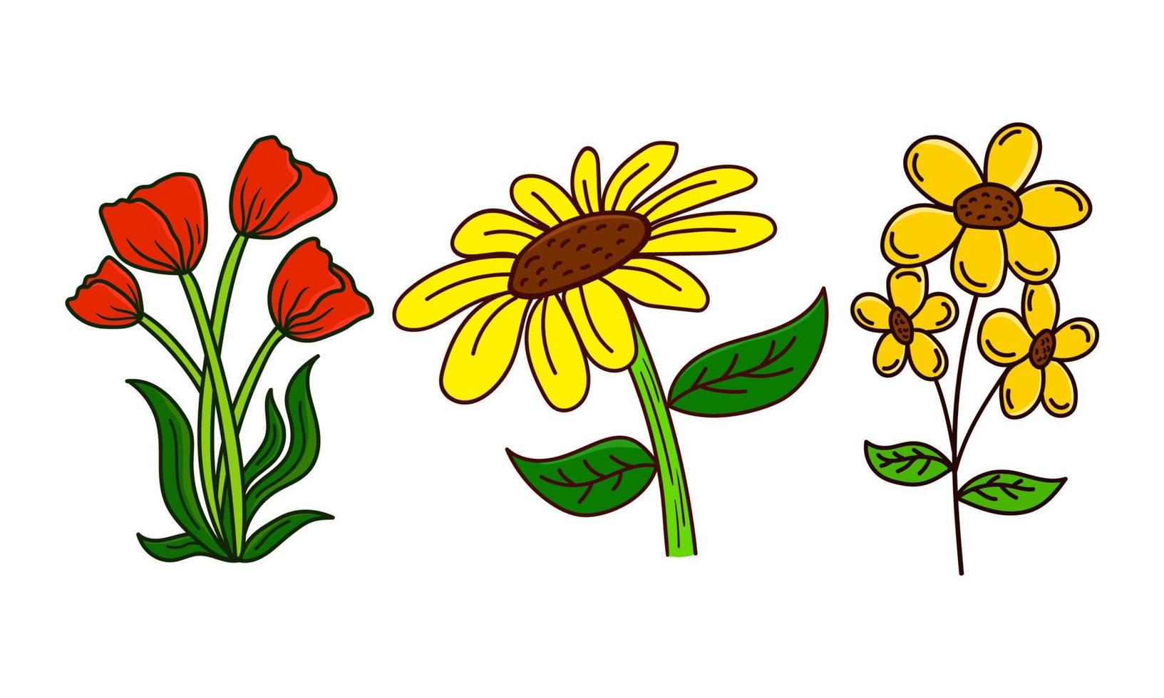 The Cute Flower Design Assets Vector Illustration