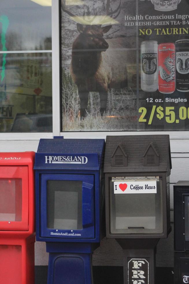 WASHINGTON, USA  April 08 2022  Empty Newspaper Vending Machines in America. photo