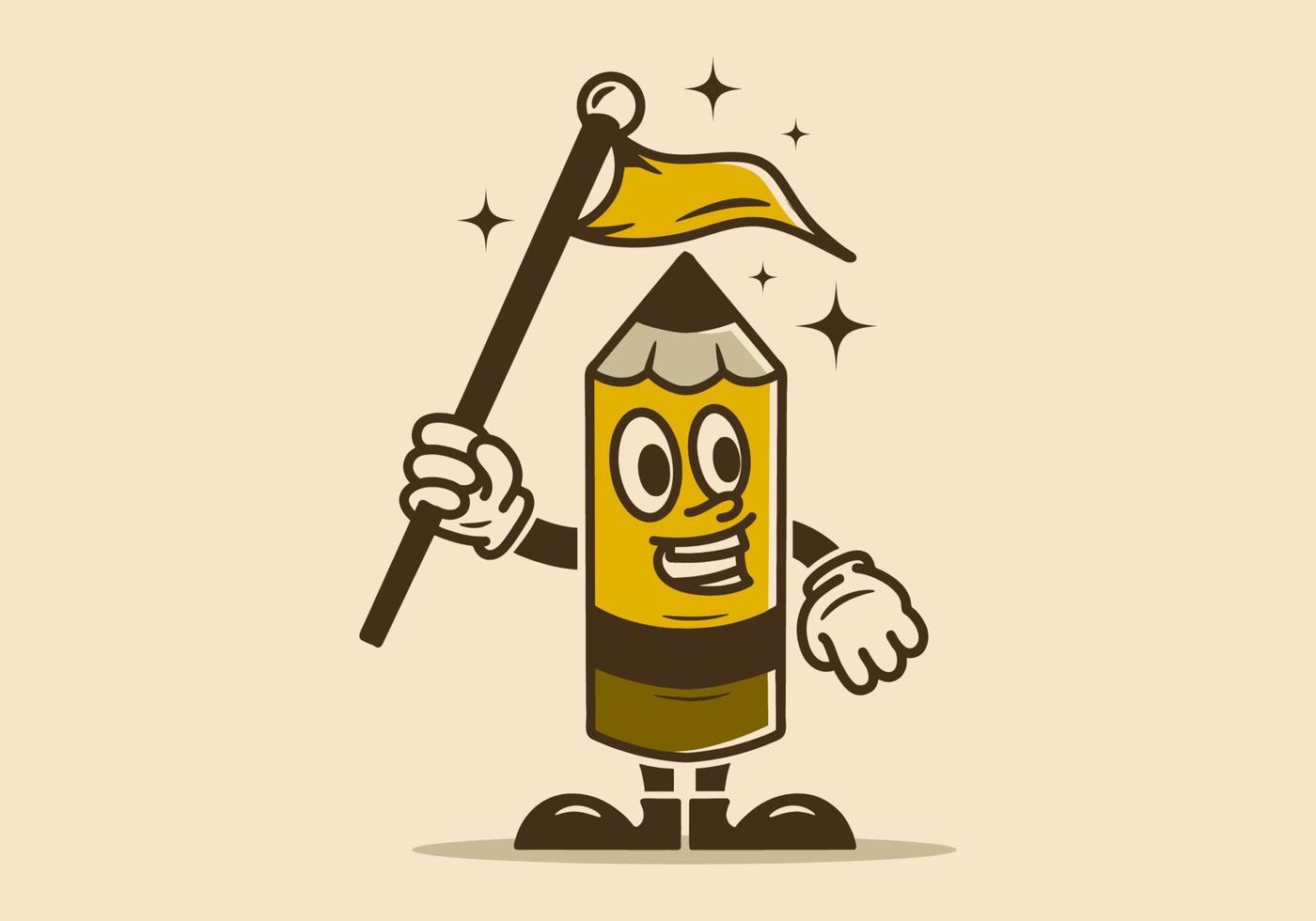 Illustration design of a pencil with hands and feet vector
