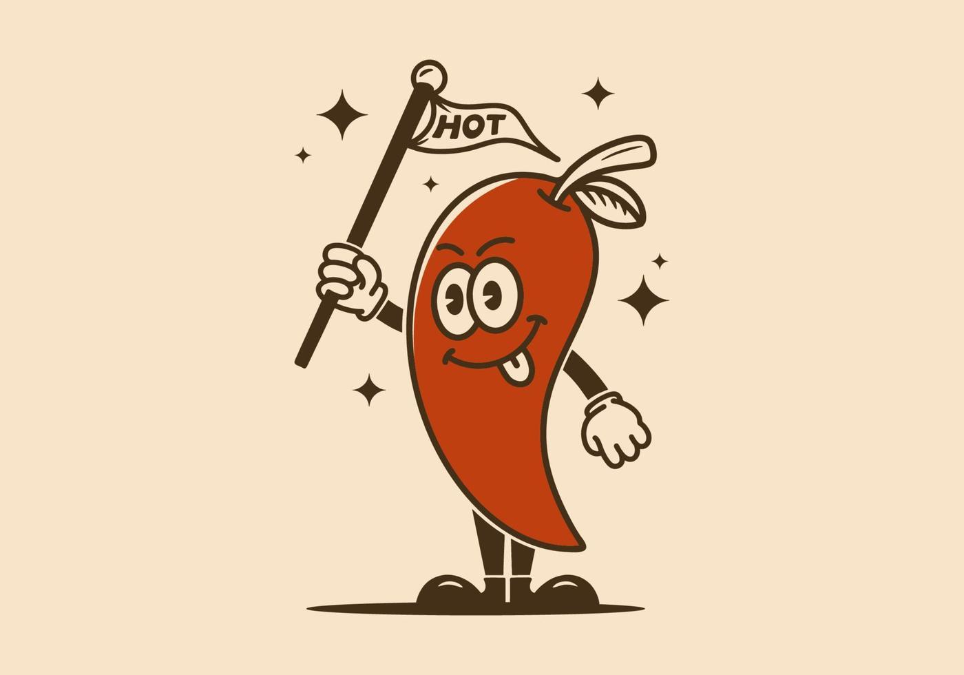 Illustration design of a chili character with arms and legs vector