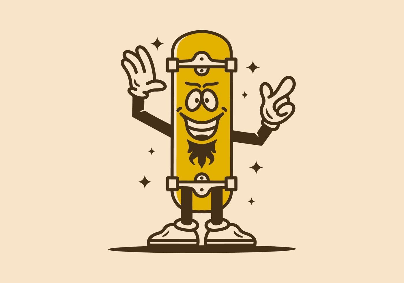 Mascot illustration design of a skateboard vector