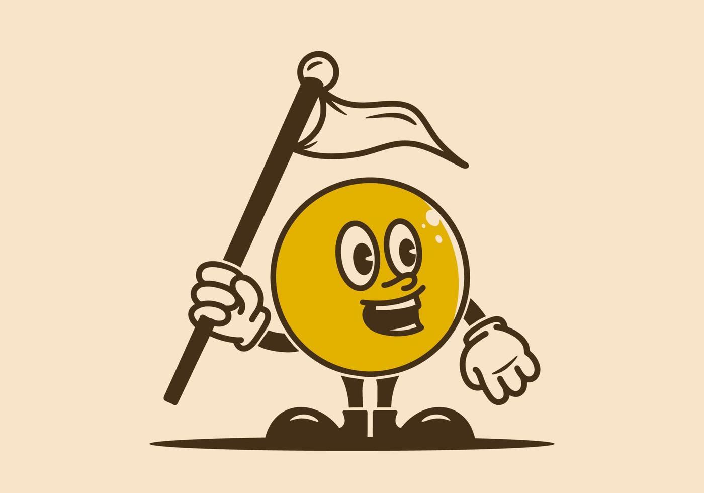 Illustration design of a smiley emoticon holding a flag vector