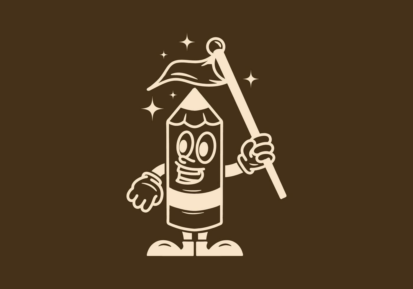 Illustration design of a pencil with hands and feet vector