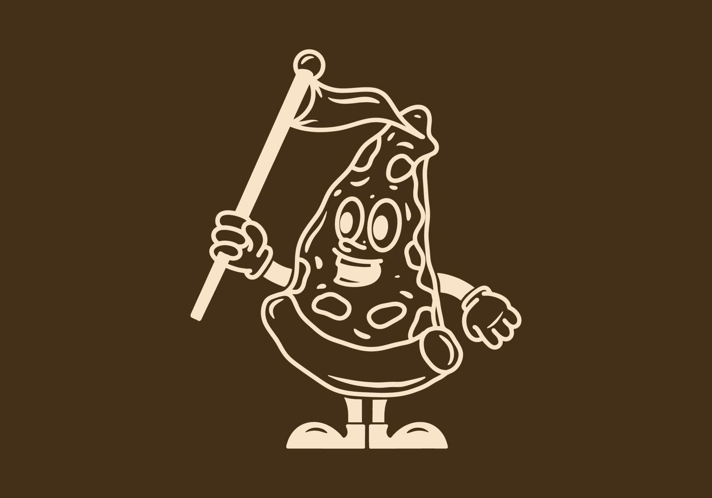 Illustration design of a pizza slice with hands and feet vector