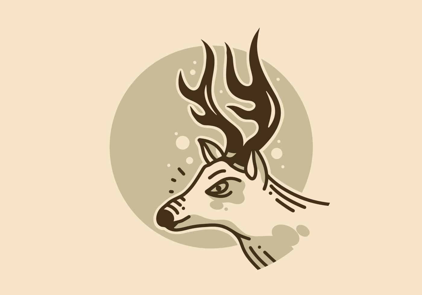 Illustration design of deer with pointed antlers vector